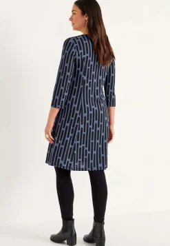 Mönstrad trikåklänning med fickor Klänningar & Kjolar|Plus Size