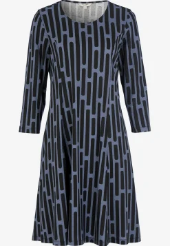 Mönstrad trikåklänning med fickor Klänningar & Kjolar|Plus Size