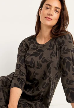 Clearance Mönstrad trikåklänning med fickor Klänningar & Kjolar|Plus Size