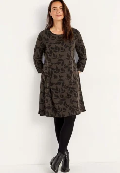 Clearance Mönstrad trikåklänning med fickor Klänningar & Kjolar|Plus Size