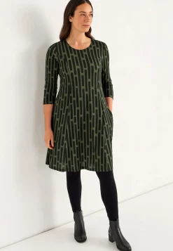 Sale Mönstrad trikåklänning med fickor Klänningar & Kjolar|Plus Size