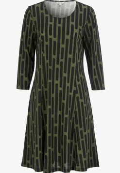 Sale Mönstrad trikåklänning med fickor Klänningar & Kjolar|Plus Size