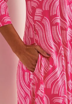Hot Mönstrad trikåklänning med fickor Klänningar & Kjolar|Plus Size