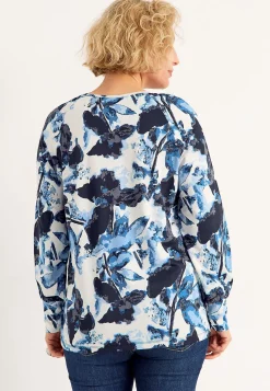 Discount Mönstrad trikåtopp med breda muddar Toppar & T-Shirts|Plus Size