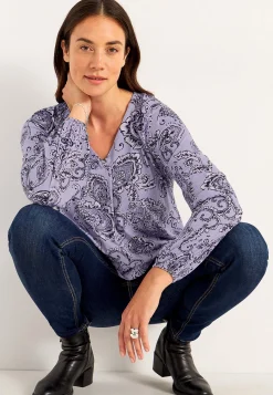 Best Mönstrad trikåtunika med dekorativt veck Tunikor|Plus Size