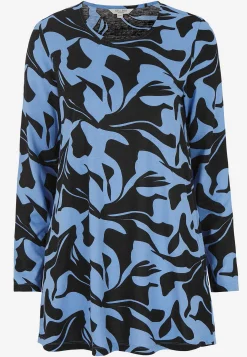 Mönstrad trikåtunika med fickor Tunikor|Plus Size