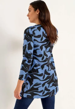 Mönstrad trikåtunika med fickor Tunikor|Plus Size
