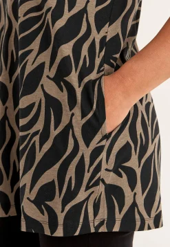 Outlet Mönstrad trikåtunika med fickor Tunikor|Plus Size
