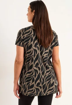 Outlet Mönstrad trikåtunika med fickor Tunikor|Plus Size