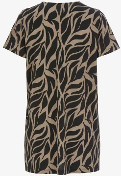 Outlet Mönstrad trikåtunika med fickor Tunikor|Plus Size