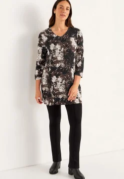 New Mönstrad trikåtunika med fickor Tunikor|Plus Size