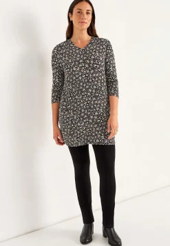 New Mönstrad trikåtunika med fickor Tunikor|Plus Size