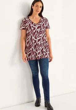 Outlet Mönstrad trikåtunika med fickor Tunikor|Plus Size