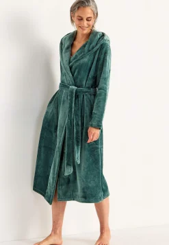 Discount Morgonrock i fleece med huva Plus Size|Sov- & Myskläder