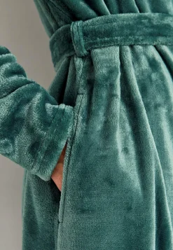 Discount Morgonrock i fleece med huva Plus Size|Sov- & Myskläder