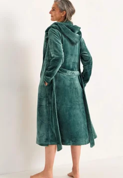 Discount Morgonrock i fleece med huva Plus Size|Sov- & Myskläder