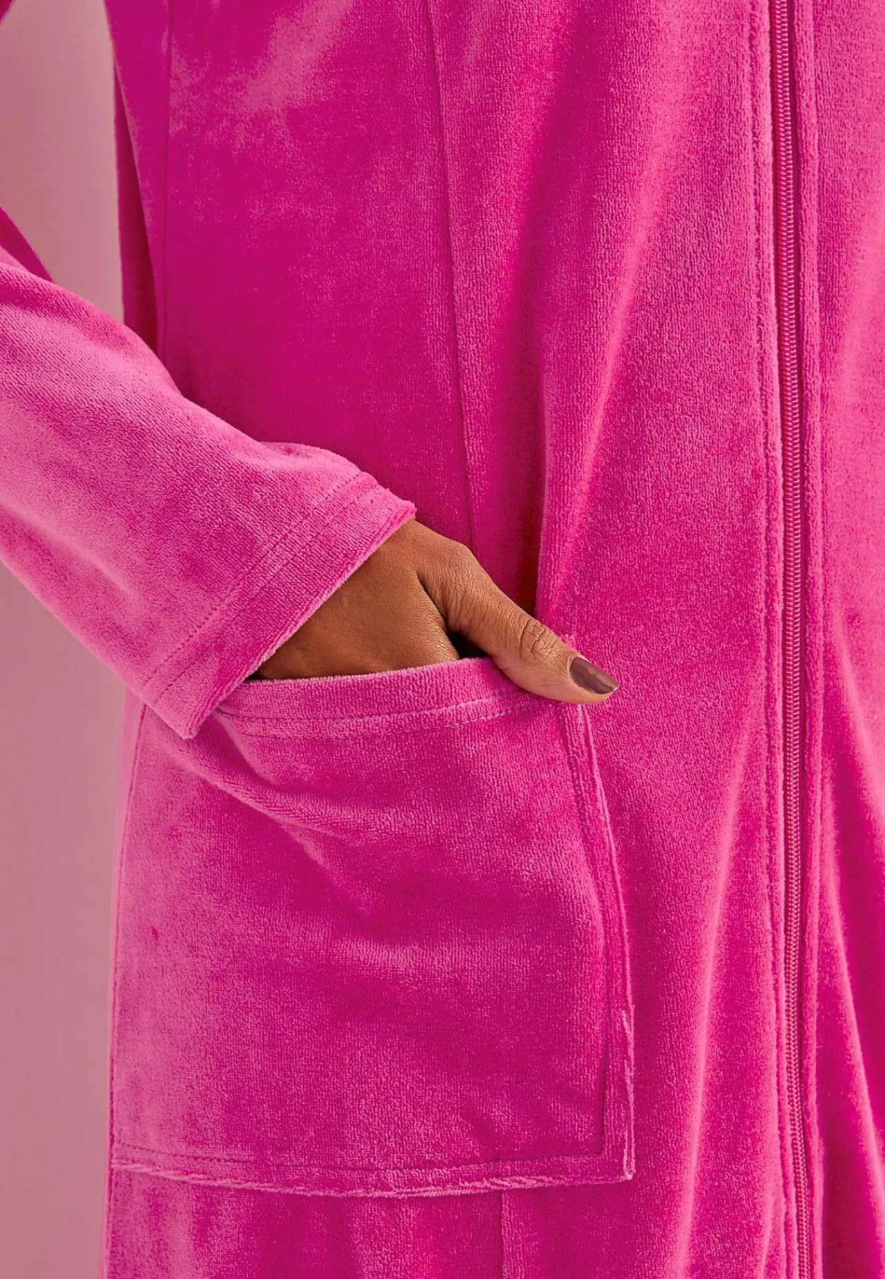 Best Morgonrock i velour Wilma Basplagg|Plus Size