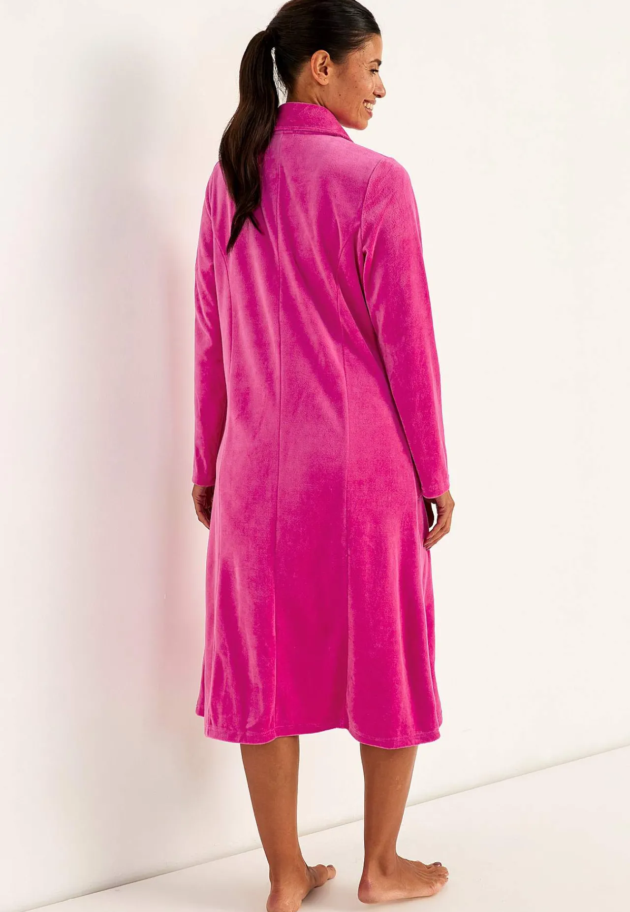 Best Morgonrock i velour Wilma Basplagg|Plus Size