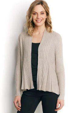 Clearance Ribbad, öppen cardigan Claudisse Tröjor & Cardigans|Stickat