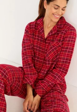 Outlet Rutig pyjamas i flanell Plus Size|Sov- & Myskläder