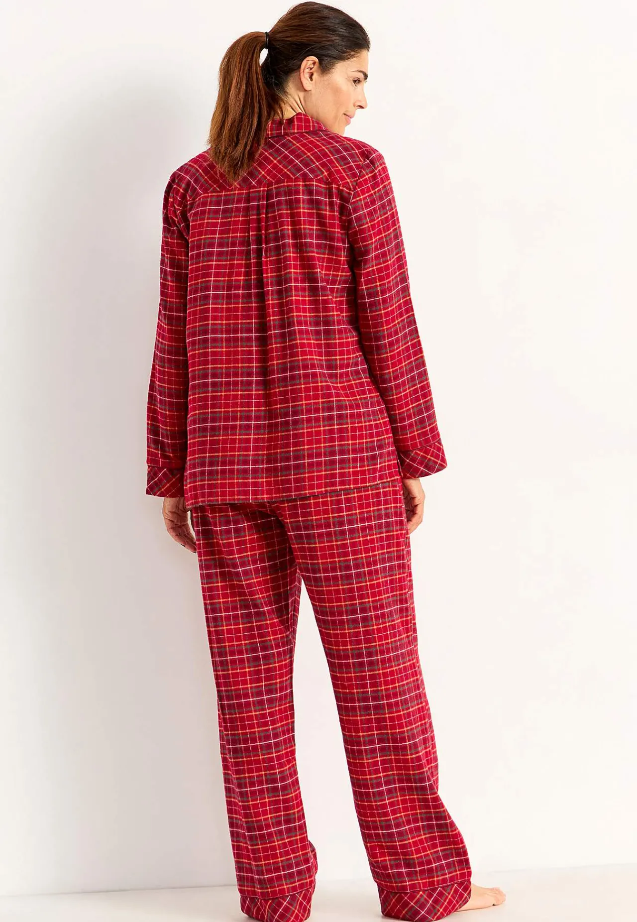 Outlet Rutig pyjamas i flanell Plus Size|Sov- & Myskläder