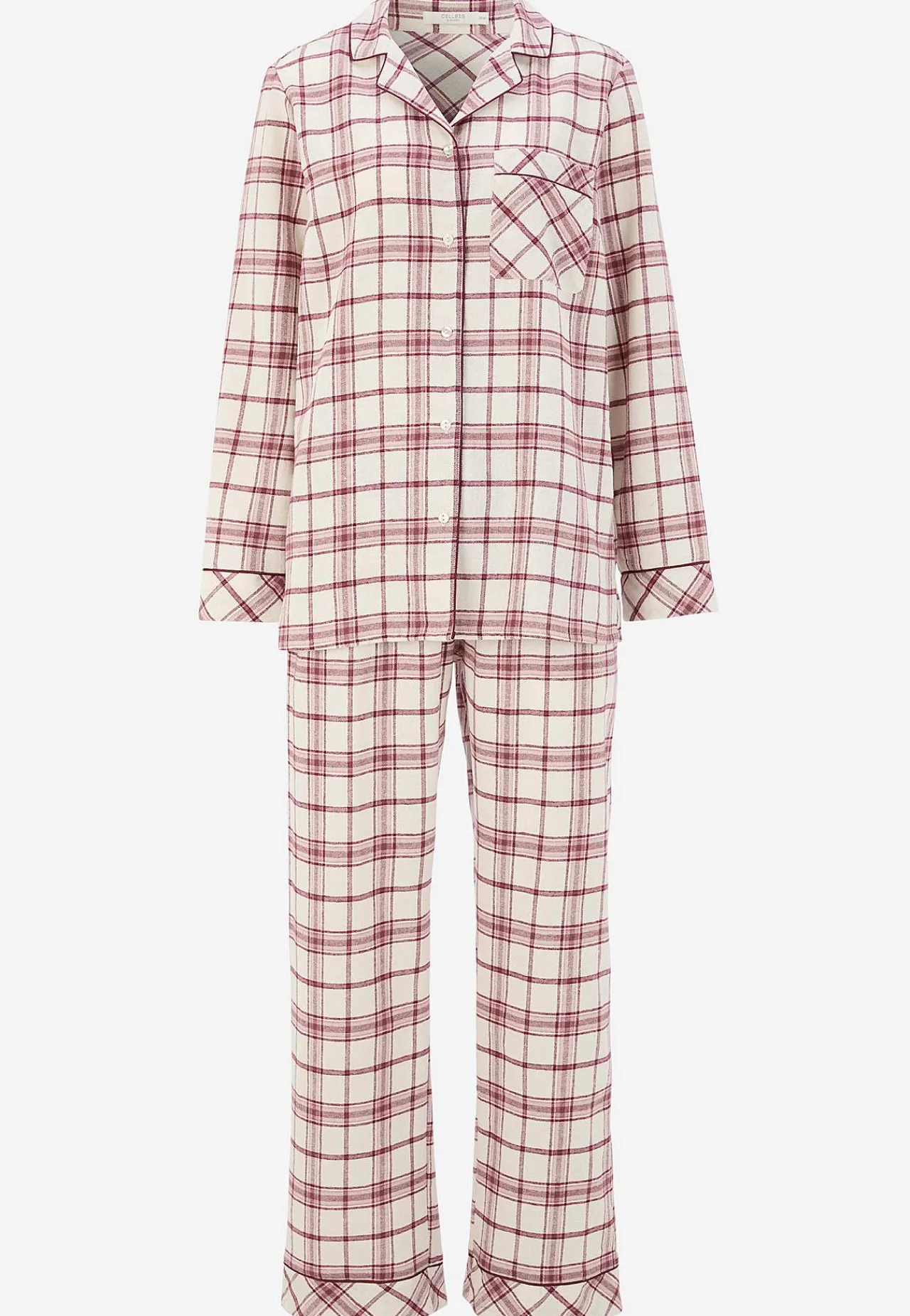 Discount Rutig pyjamas i flanell Plus Size|Sov- & Myskläder