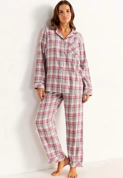 Clearance Rutig pyjamas i flanell Plus Size|Sov- & Myskläder