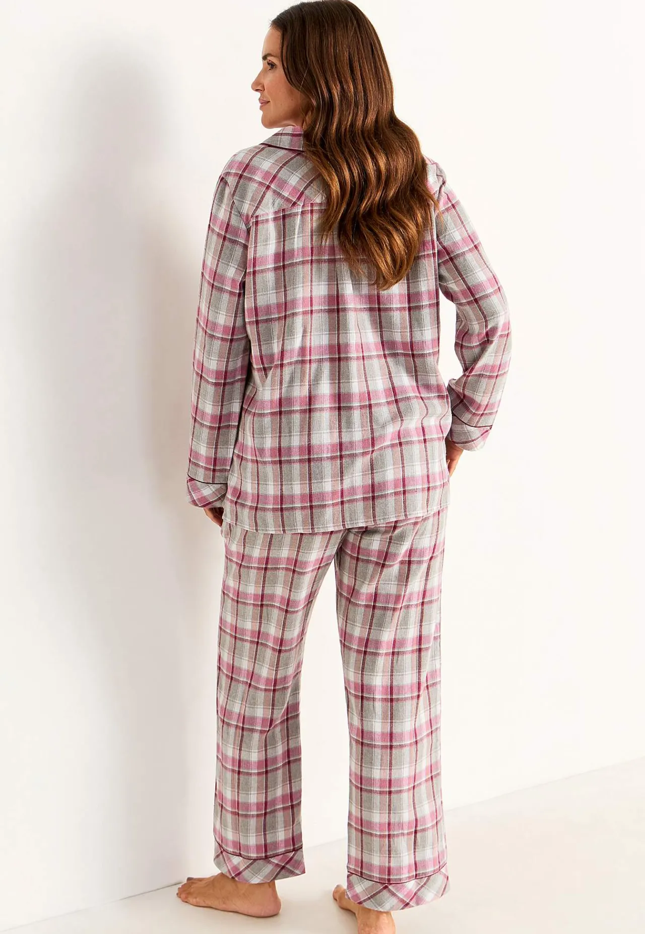 Clearance Rutig pyjamas i flanell Plus Size|Sov- & Myskläder