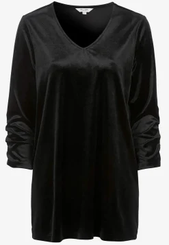 Sammetstunika med rynkad ärmdetalj Tunikor|Plus Size