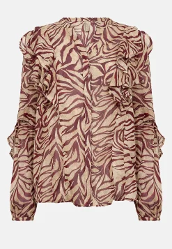 Online Skir blus med volanger Tröjor & Cardigans|Skjortor & Blusar