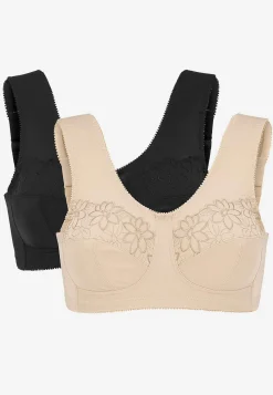 Soft-bh med broderi Lily 2-pack Basplagg|Plus Size