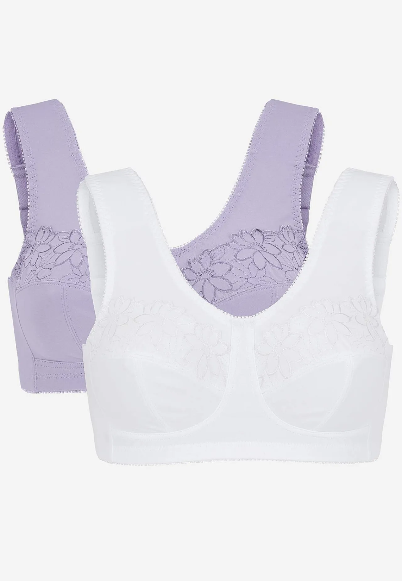 Clearance Soft-bh med broderi Lily 2-pack Basplagg|Plus Size