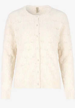 Online Stickad cardigan med hålmönster Tröjor & Cardigans|Stickat