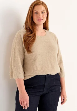 Clearance Stickad tröja med 3/4-ärmar Tröjor & Cardigans|Stickat