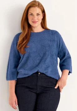 Clearance Stickad tröja med 3/4-ärmar Tröjor & Cardigans|Stickat
