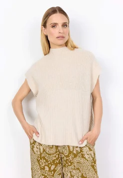 Outlet Stickad väst med halvpolo Tröjor & Cardigans|Stickat
