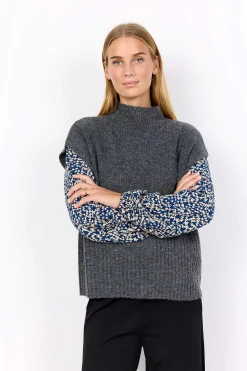 Discount Stickad väst med halvpolo Tröjor & Cardigans|Stickat