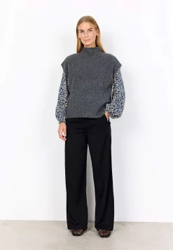 Discount Stickad väst med halvpolo Tröjor & Cardigans|Stickat