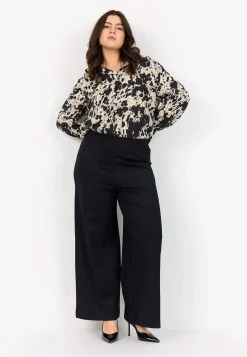 Sale Stretchig, elegant byxa med vida ben Byxor|Plus Size