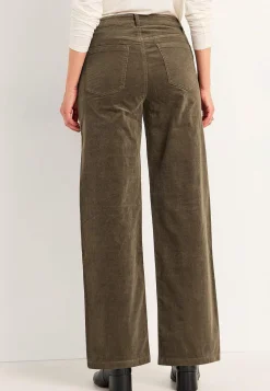 New Stretchig manchesterbyxa med vida ben Byxor|Plus Size