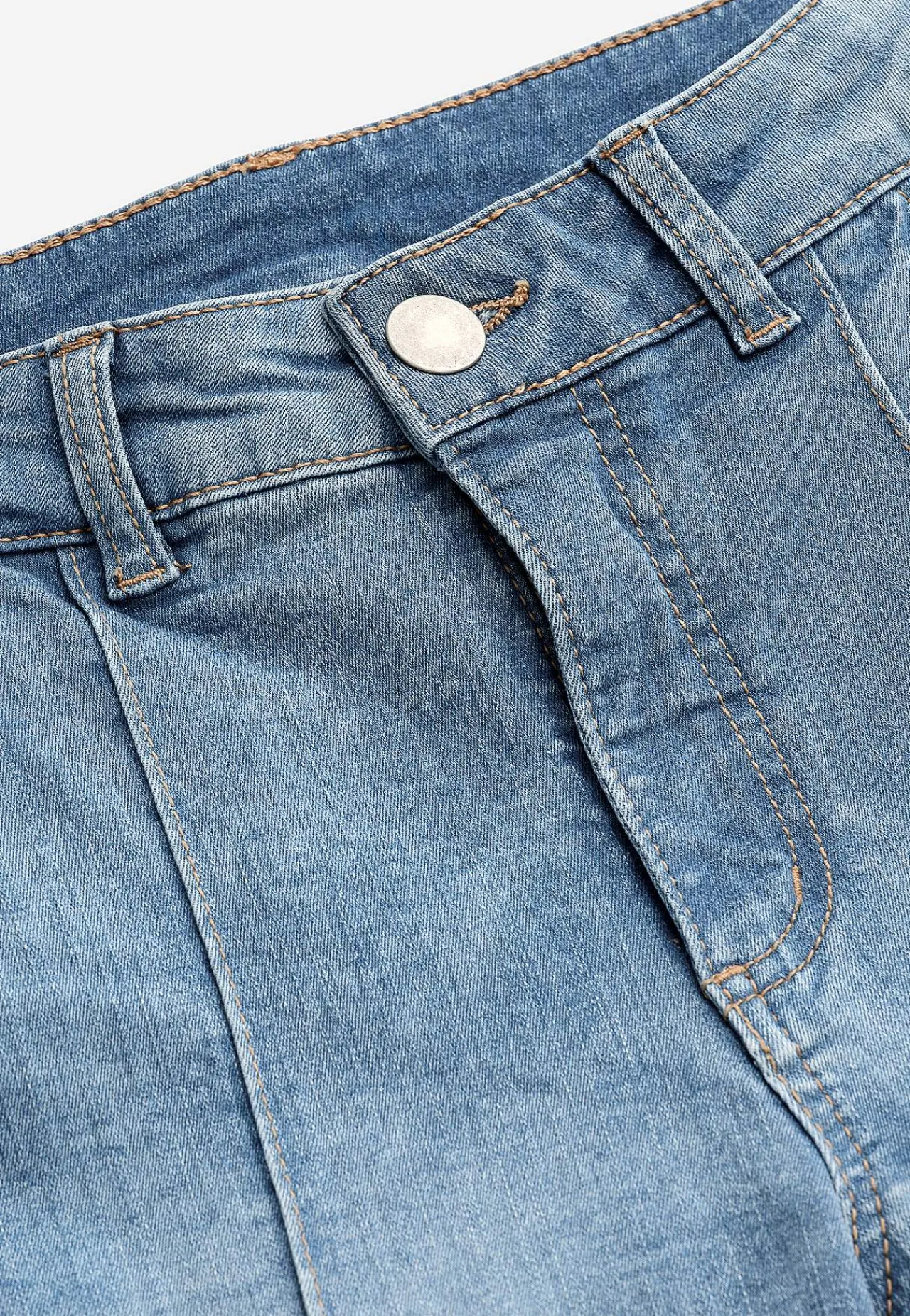 Online Stretchiga caprijeans med sytt pressveck Byxor|Jeans