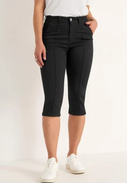 New Stretchiga caprijeans med sytt pressveck Byxor|Jeans
