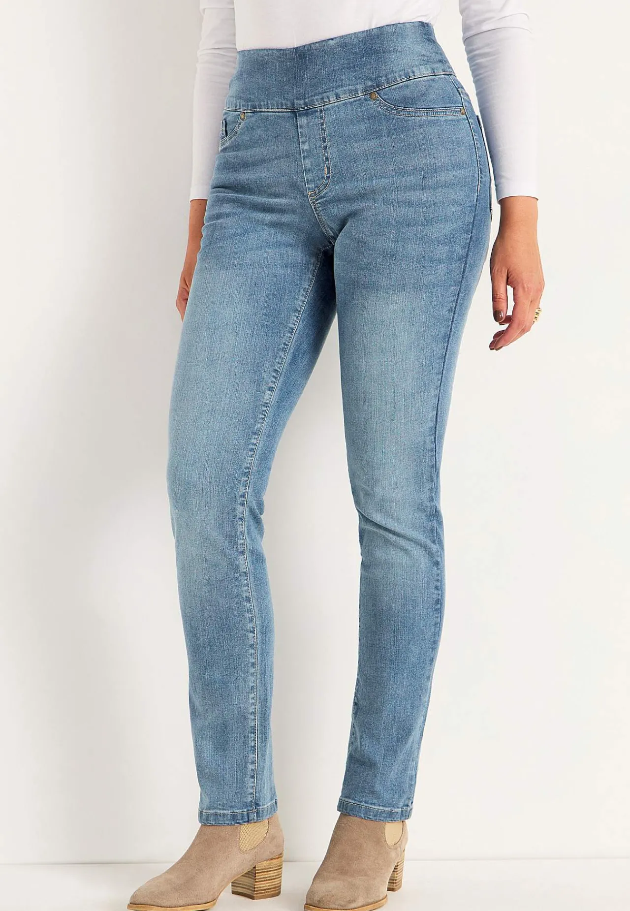 Outlet Stretchiga jeggings med hög resårmidja Elin Byxor|Jeans