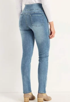 Outlet Stretchiga jeggings med hög resårmidja Elin Byxor|Jeans