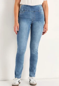 Outlet Stretchiga jeggings med hög resårmidja Elin Byxor|Jeans