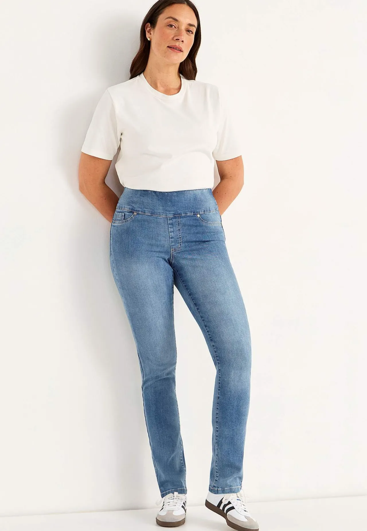 Outlet Stretchiga jeggings med hög resårmidja Elin Byxor|Jeans