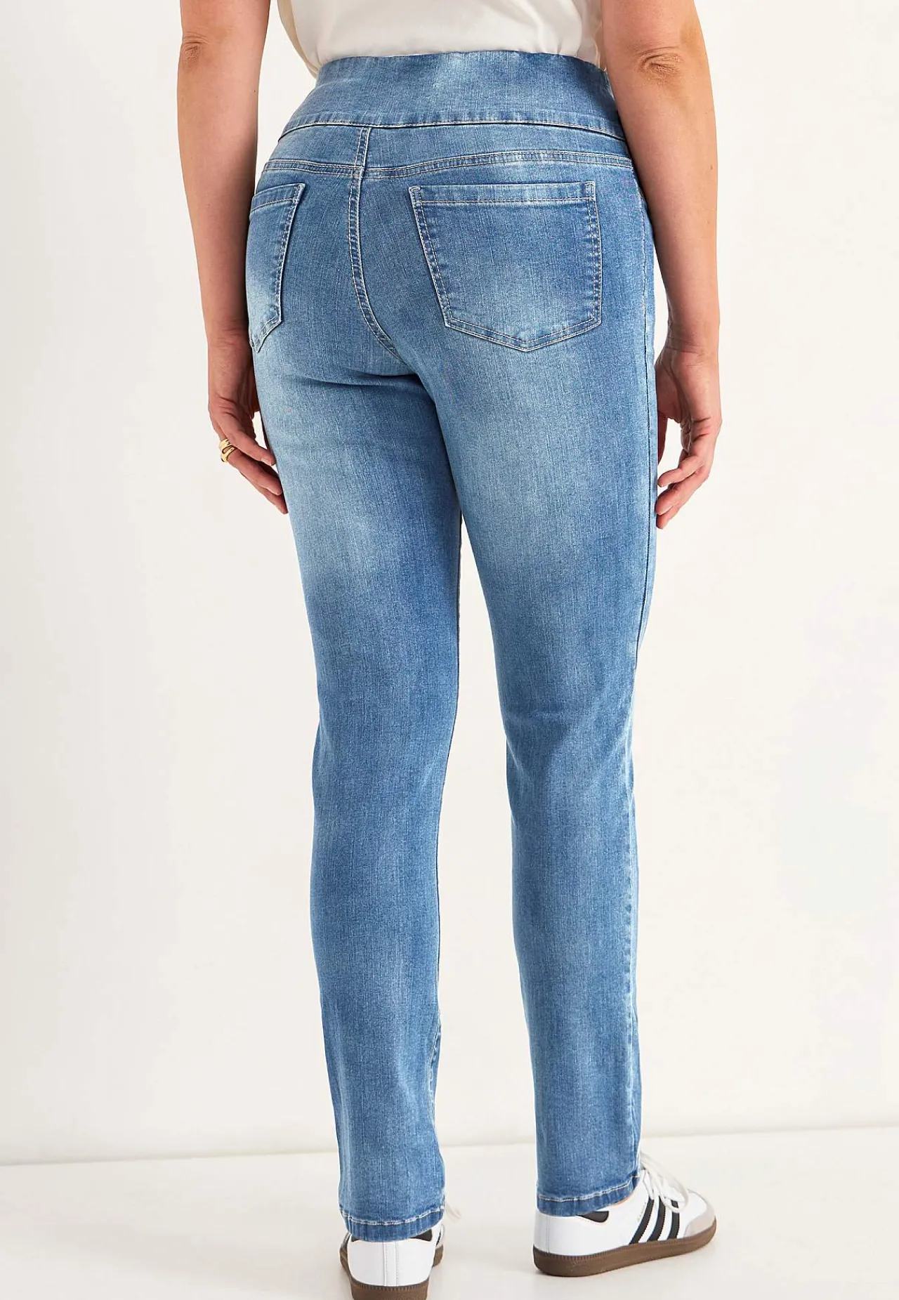 Outlet Stretchiga jeggings med hög resårmidja Elin Byxor|Jeans