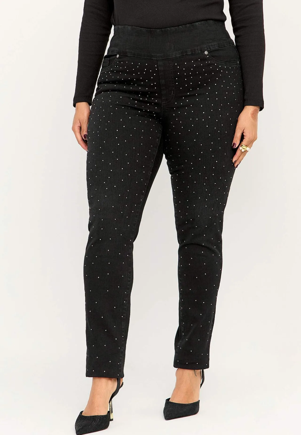 Best Stretchiga jeggings med strassdetaljer Byxor|Jeans