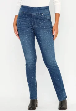 New Stretchiga jeggings med strassdetaljer Byxor|Jeans