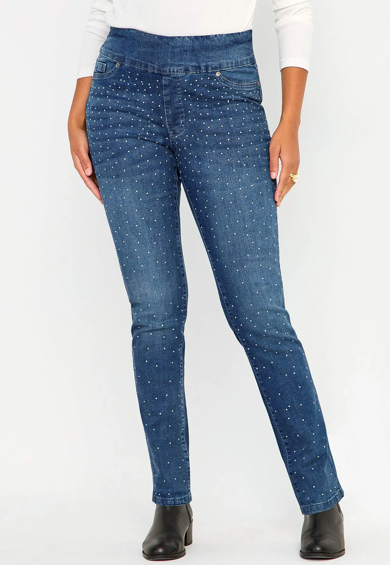 New Stretchiga jeggings med strassdetaljer Byxor|Jeans